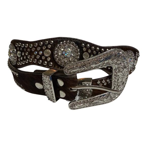 Nocona Women\'s Brown Calf Hair Rhinestone and Stud Belt size Medium main image 10